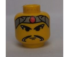 Minifigure, Head Moustache Long, Gray Headband with Red Dot Pattern - Blocked Open Stud