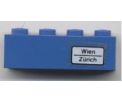 Brick 1 x 4 with 'Wien - Zürich' Pattern (Sticker) - Set 7710/7818