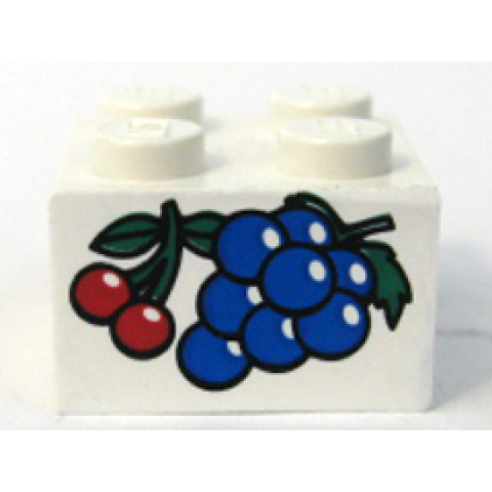 Brick 2 x 2 with Grapes and Cherries Pattern (Sticker) - Set 4165