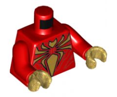 Torso Spider-Man Muscles Outline with Black Outlined Gold Spider Pattern (Iron Spider) / Red Arms / Pearl Gold Hands