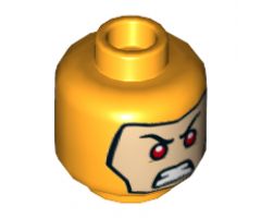 Minifigure, Head Dual Sided Balaclava with Light Nougat Face, Red Eyes, Firm / Angry with Gritted Teeth Pattern - Hollow Stud