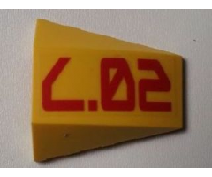 Wedge 4 x 4 No Studs with Red 'L.02' Pattern (Sticker) - Set 7712