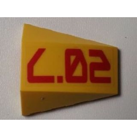 Wedge 4 x 4 No Studs with Red 'L.02' Pattern (Sticker) - Set 7712