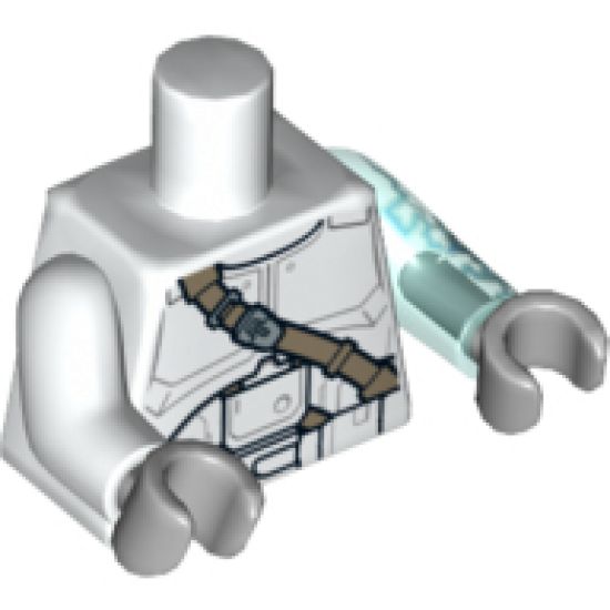 Torso SW Armor Clone Trooper with Dark Tan Diagonal Belt Pattern (Jek-14) / Tr-Lt Blue Arm Left with Lightning / White Arm Right / Lt Bluish Gray Hands