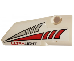 Technic, Panel Fairing # 4 Small Smooth Long, Side B with Red and Silver Tapered Stripes and 'ULTRALIGHT' Pattern (Sticker) - Set 42057