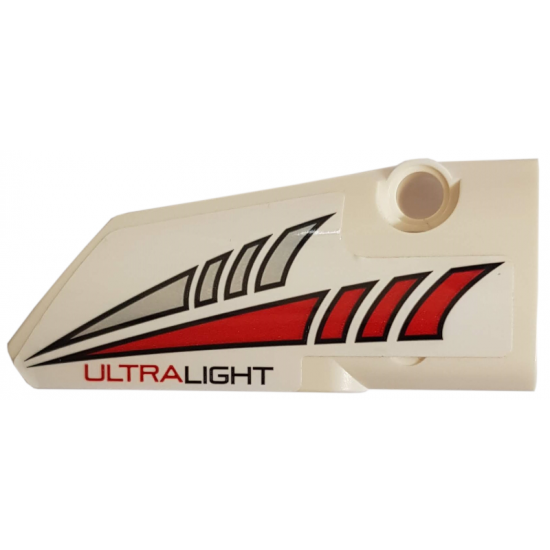 Technic, Panel Fairing # 4 Small Smooth Long, Side B with Red and Silver Tapered Stripes and 'ULTRALIGHT' Pattern (Sticker) - Set 42057