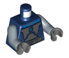 Torso SW Mandalorian Armor Plates Dark Bluish Gray Pattern (Pre Vizsla) / Sand Blue Arms / Dark Bluish Gray Hands