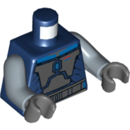 Torso SW Mandalorian Armor Plates Dark Bluish Gray Pattern (Pre Vizsla) / Sand Blue Arms / Dark Bluish Gray Hands