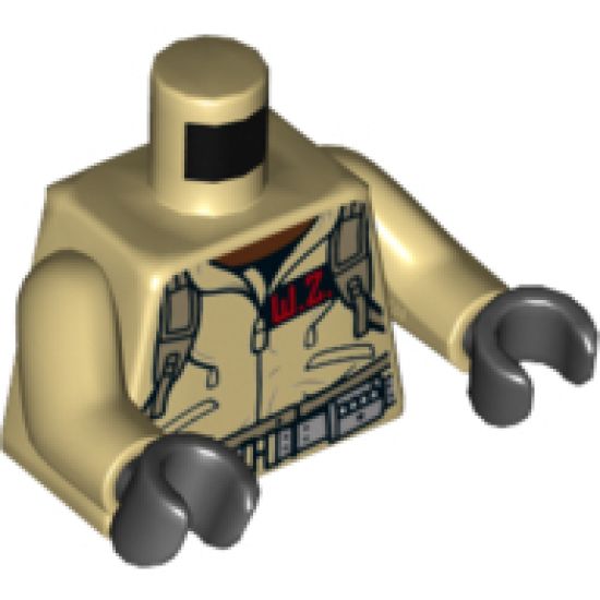 Torso Ghostbusters Jumpsuit with 'W.Z.' ID Badge and 'Winston' on Reverse Pattern / Tan Arms / Black Hands