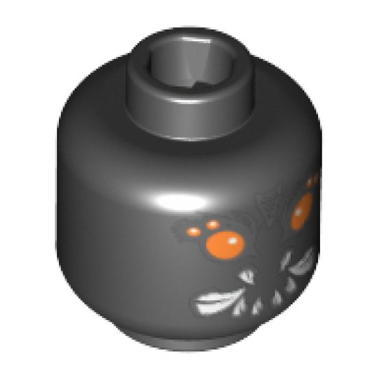 Minifigure, Head Alien with Red Eyes and White Fangs Pattern - Blocked Open Stud