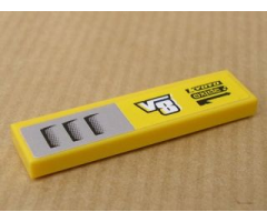 Tile 1 x 4 with 'V8', 'Kyoto Oxide' and Intake Pattern Model Left (Sticker) - Set 8135