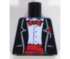 Torso Jacket Formal with White Shirt and Red Bow Tie and Cummerbund Pattern