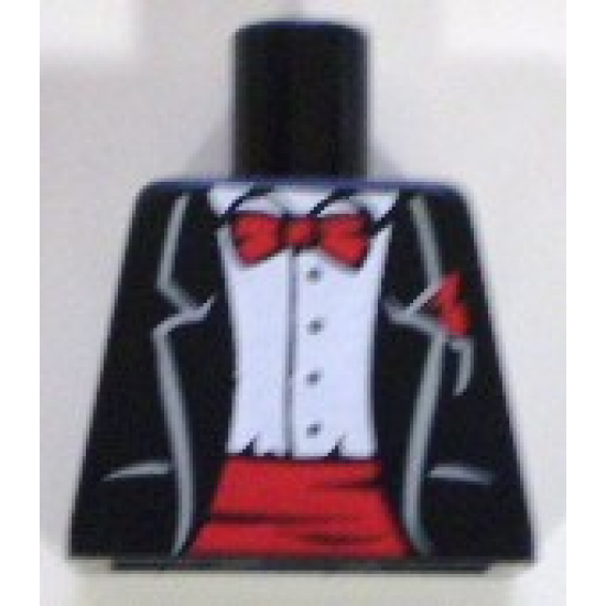 Torso Jacket Formal with White Shirt and Red Bow Tie and Cummerbund Pattern