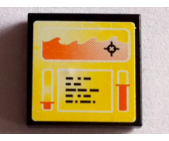 Tile 2 x 2 with Target Screen, Levers and Text Lines on Yellow Background Pattern (Sticker) - Set 8636