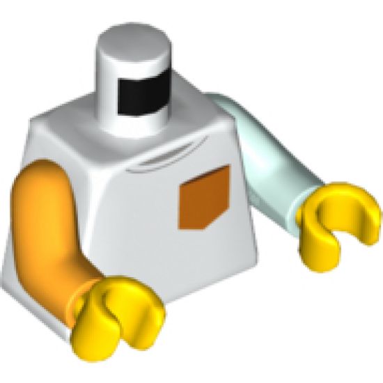 Torso Shirt with Orange Pocket Pattern / Light Aqua Arm Left / Bright Light Orange Arm Right / Yellow Hands