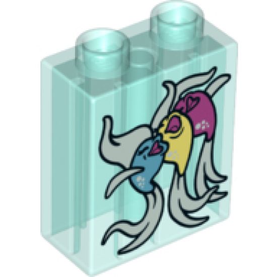 Duplo, Brick 1 x 2 x 2 with 3 Singing Fish Pattern