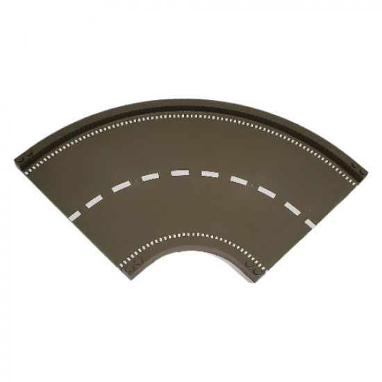 Baseplate, Road 24 x 24 Ramp, Curved (16w surface) with White Center Stripe Pattern