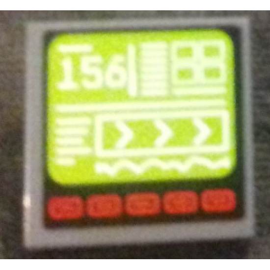 Tile 2 x 2 with Computer Screen with '156', White Lines and Red Buttons Pattern (Sticker) - Set 76023