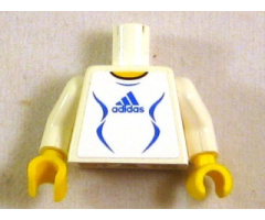 Torso Soccer Adidas Logo, White and Blue No. 4 Pattern (Stickers) / White Arms / Yellow Hands