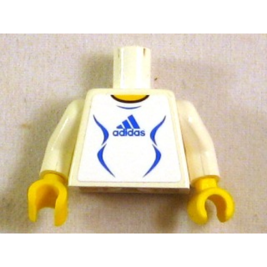 Torso Soccer Adidas Logo, White and Blue No. 4 Pattern (Stickers) / White Arms / Yellow Hands