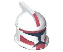 Minifigure, Headgear Helmet SW Clone Trooper with Holes, Dark Red Markings Pattern