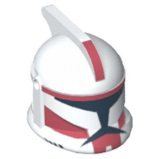 Minifigure, Headgear Helmet SW Clone Trooper with Holes, Dark Red Markings Pattern