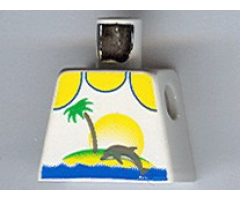 Torso Paradisa Tank Top, Palm Tree and Dolphin Pattern