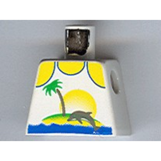 Torso Paradisa Tank Top, Palm Tree and Dolphin Pattern