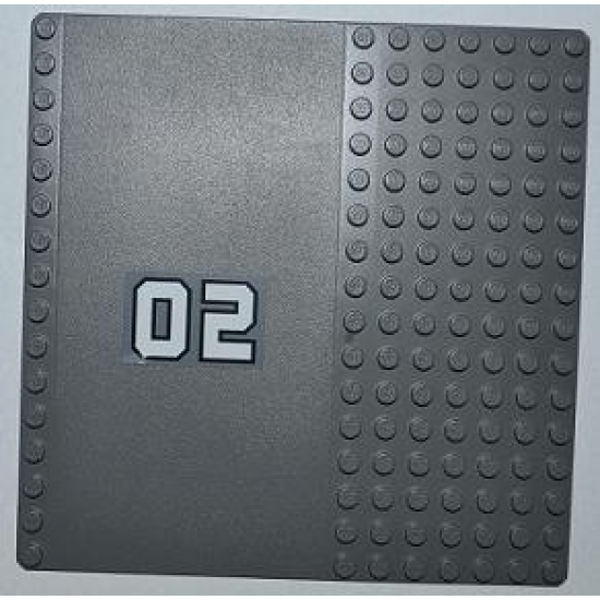 Baseplate, Road 16 x 16 with Driveway and '02' at Middle Pattern (Sticker) - Set 7945