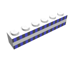 Brick 1 x 6 with Ferry Squares Light Blue and Black in 2 Lines Pattern (Set 1554)