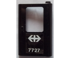 Door 1 x 4 x 5 Train Right with White Double Arrow (Swiss Federal Railways) and '7727' Pattern (Sticker) - Set 7727
