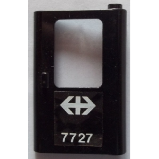Door 1 x 4 x 5 Train Right with White Double Arrow (Swiss Federal Railways) and '7727' Pattern (Sticker) - Set 7727