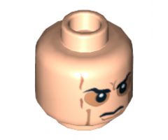 Minifigure, Head Dual Sided Black Eyebrows, Cheek Lines and Scars, Determined / Angry with Sunken Eyes Pattern (SW Anakin Sith) - Hollow Stud