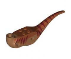 Animal, Body Part Dinosaur Middle Raptor with Dark Orange Top and Dark Brown Stripes Pattern