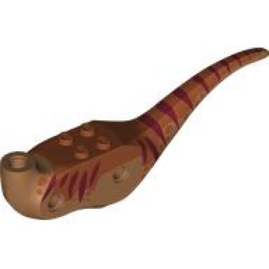 Animal, Body Part Dinosaur Middle Raptor with Dark Orange Top and Dark Brown Stripes Pattern