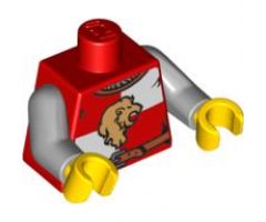 Torso Castle Kingdoms Lion Head Quarters with Belt Front and Back Pattern / Light Bluish Gray Arms / Yellow Hands