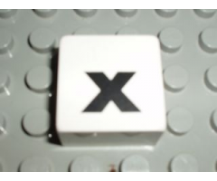 Duplo, Tile 2 x 2 x 1 with Black Lowercase Letter x Pattern