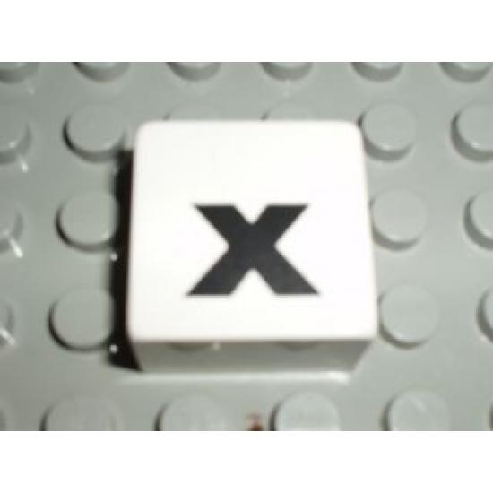 Duplo, Tile 2 x 2 x 1 with Black Lowercase Letter x Pattern