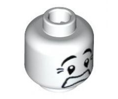 Minifigure, Head Mime Scared Look, Black Eyes with White Pupils Pattern - Blocked Open Stud