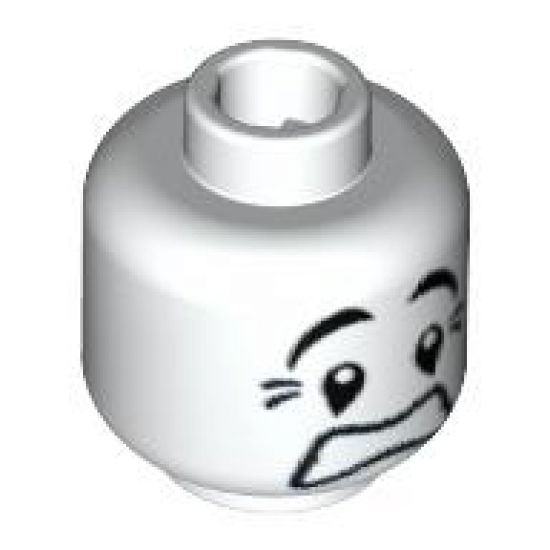 Minifigure, Head Mime Scared Look, Black Eyes with White Pupils Pattern - Blocked Open Stud