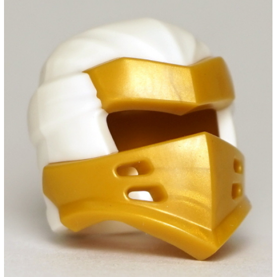Minifigure, Headgear Ninjago Wrap Type 7 with 4 Slits on Front and White Fabric Pattern