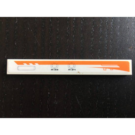 Tile 1 x 8 with Orange Line, Mechanical and M23 & M24 Pattern Model Right Side (Sticker) - Set 7644