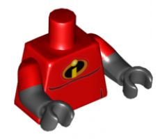 Torso Muscles Outline with Incredibles Logo Pattern / Black Arms with Red Short Sleeves Pattern / Black Hands