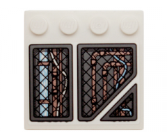 Tile, Modified 4 x 4 with Studs on Edge with Copper Pipes and Bright Light Blue Wires under Black Screen Pattern Model Left (Sticker) - Set 70226