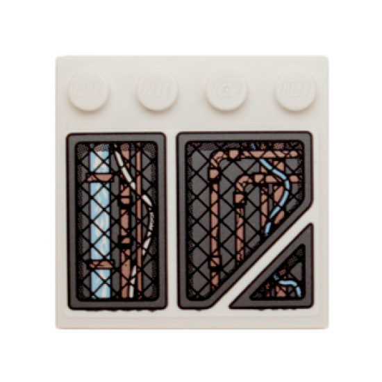 Tile, Modified 4 x 4 with Studs on Edge with Copper Pipes and Bright Light Blue Wires under Black Screen Pattern Model Left (Sticker) - Set 70226
