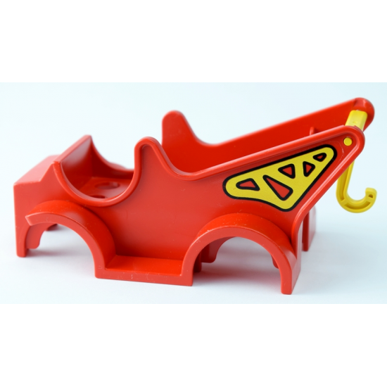 Duplo, Vehicle Car Body Truck with Crane Pattern (Fits over Car Base 2 x 6) with Yellow Duplo Hook Long with Cross Bar