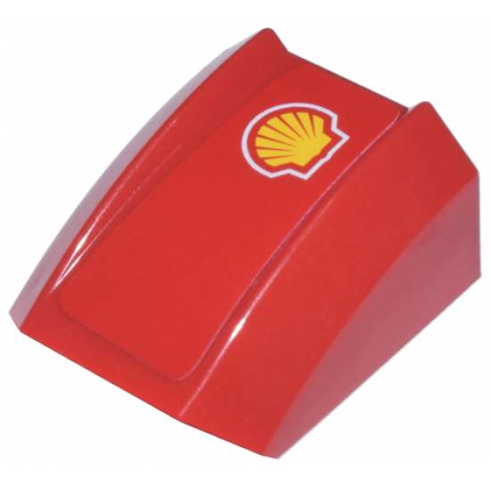 Slope, Curved 2 x 2 Lip with Shell Logo Pattern Left (Sticker) - Sets 8375 / 8654 / 8672 / 8673