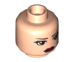 Minifigure, Head Female with Brown Eyebrows, Black Thick Eyelashes, Large Brown Eyes, Brown Beauty Mark, Red Lips Pattern (SW Amidala) - Hollow Stud