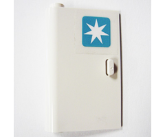 Door 1 x 3 x 4 Left - Open Between Top and Bottom Hinge with Maersk Logo Pattern (Sticker) - Set 10219