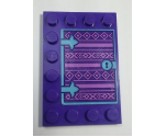 Tile, Modified 4 x 6 with Studs on Edges with Book Cover and Keyhole Pattern (Sticker) - Set 41169